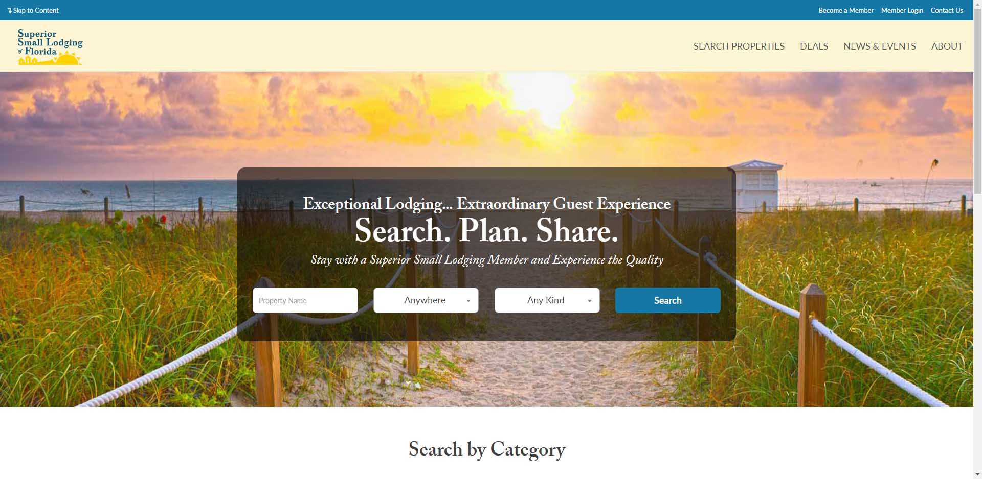 screenshot of superior small lodging's home page
